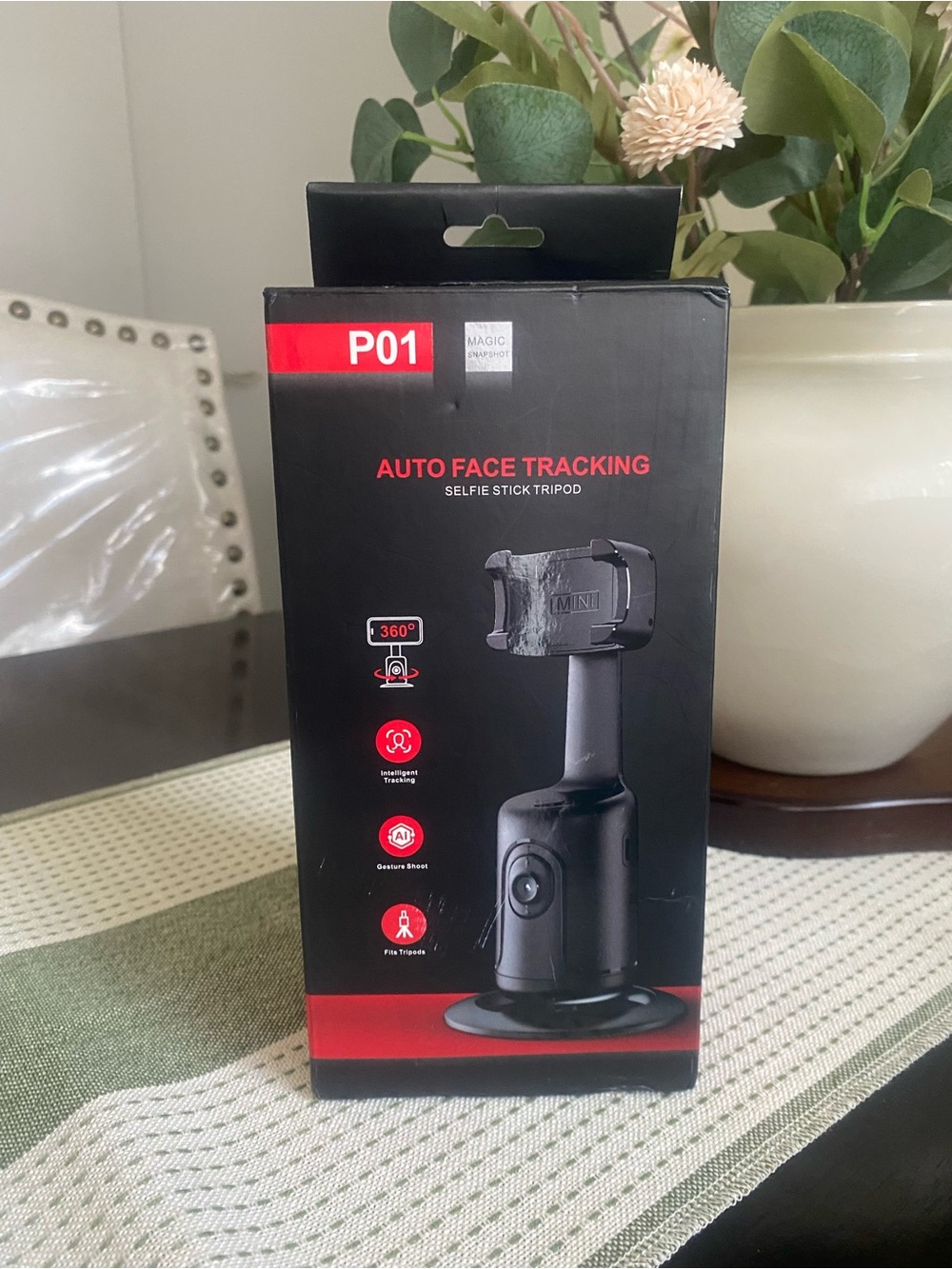 Auto Face Tracking Selfie Stick Tripod - Black